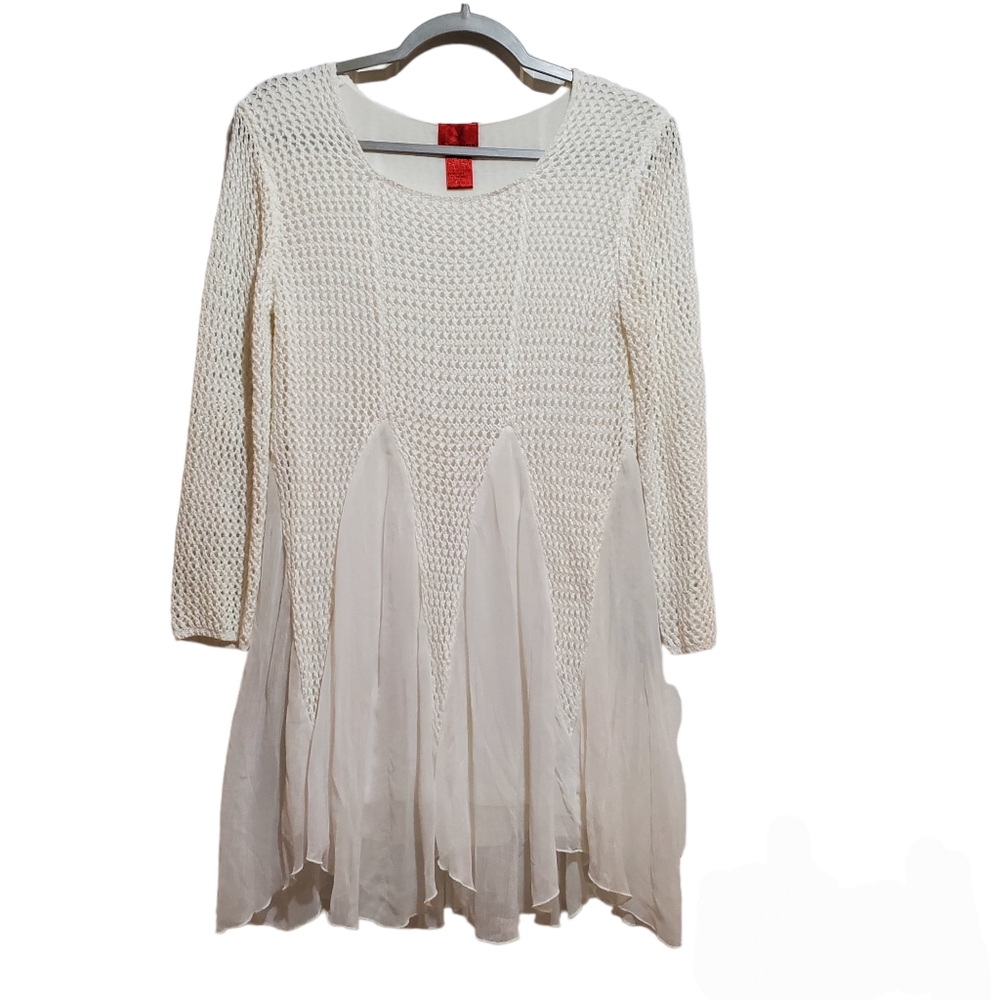 V Cristina Crocheted Tunic Mini Dress